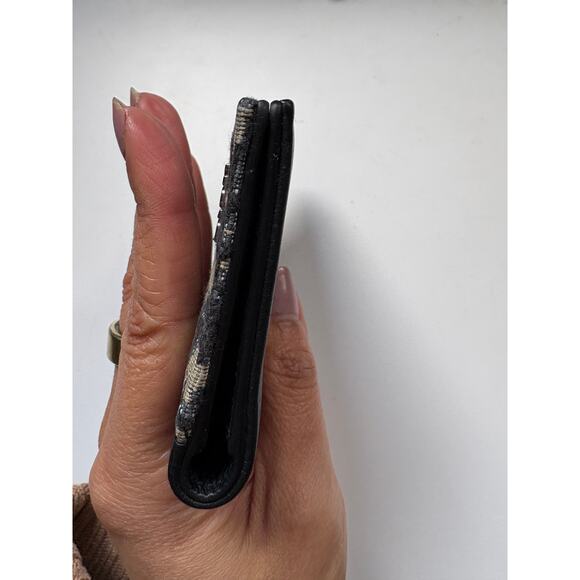 Dior Oblique Jacquard Card Wallet Black Leather Bifold Men’s Compact Slim - Picture 3 of 6